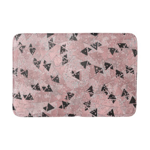 Tapete De Banheiro Padrão de triângulos rosa corado dourado e preto
