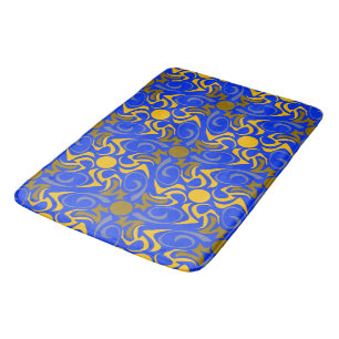 Tapete De Banheiro Padrão de vetor azul e Ouro sem costura