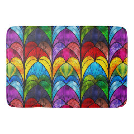 Tapete De Banheiro Padrão de Vidro Colorido Arco-íris Elegante
