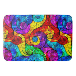 Tapete De Banheiro Padrão de Vidro Colorido Arco-íris Elegante