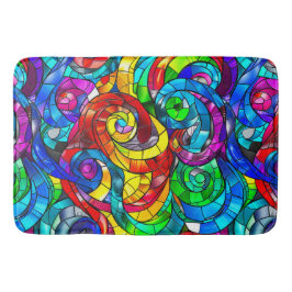 Tapete De Banheiro Padrão de Vidro Colorido Arco-íris Elegante