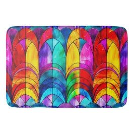Tapete De Banheiro Padrão de Vidro Colorido Arco-íris Elegante