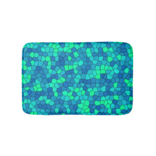 Tapete De Banheiro Padrão de Vidro Colorido Azul Ciano Verde Teal