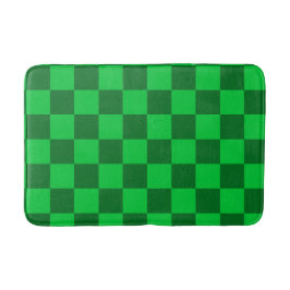 Tapete De Banheiro Padrão de Xadrez Verde com Dois Tons