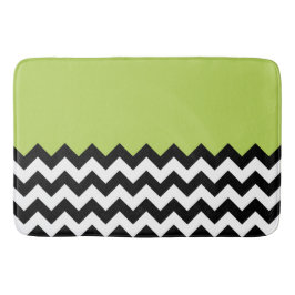 Tapete De Banheiro Padrão de ziguezague preto e branco, Chevron, verd