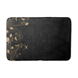 Tapete De Banheiro Padrão Decorativo Preto e Dourado