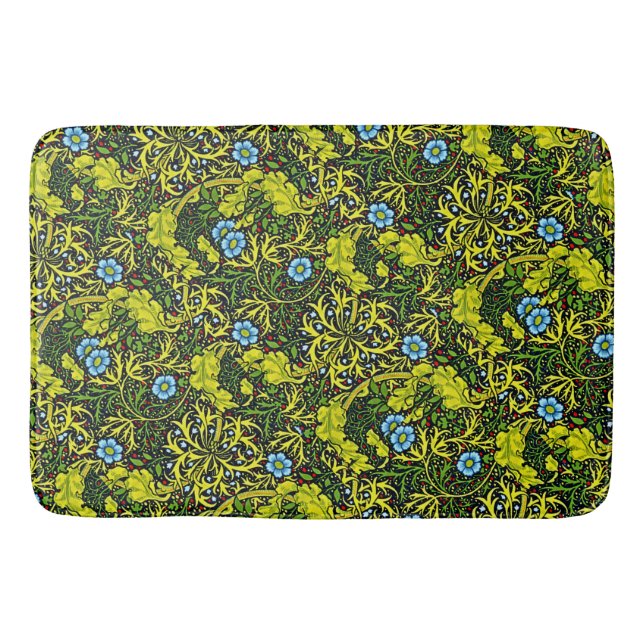 Tapete De Banheiro Padrão do 20 do século XXI azul verde Dourado (Frente)