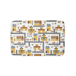 Tapete De Banheiro Padrão do Mapa da Cidade para Crianças Amarelo e C
