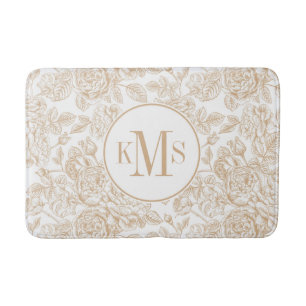 Tapete De Banheiro Padrão do ventilador do Rosa do Beige Vintage