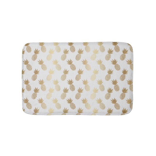 Tapete De Banheiro Padrão Dourado de abacaxi (frente)