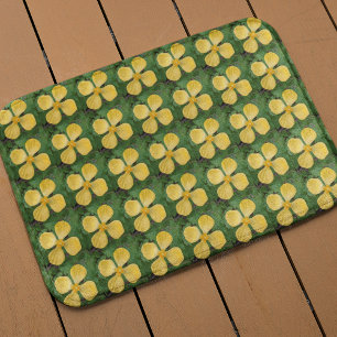 Tapete De Banheiro Padrão Floral Amarelo Celandina Papoila