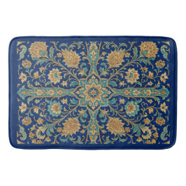 Tapete De Banheiro Padrão Floral Arabesco Persa Azul Real