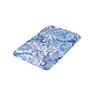Tapete De Banheiro Padrão Floral Branco Belo e Gordo