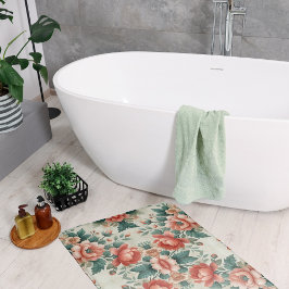 Tapete De Banheiro Padrão Floral de Algodão do País