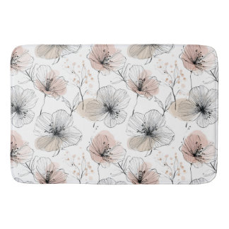 Tapete De Banheiro Padrão Floral de Arte de Linha Minimalista Elegant