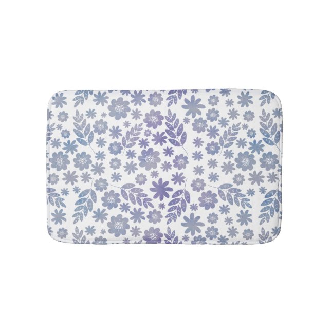 Tapete De Banheiro Padrão Floral de cinza e Lavanda (frente)