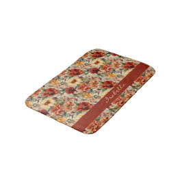 Tapete De Banheiro Padrão Floral de Cores de Água Personalizadas do C