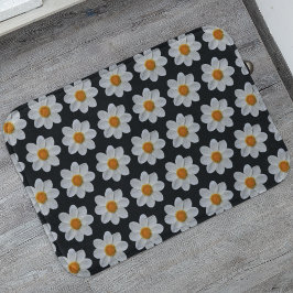 Tapete De Banheiro Padrão Floral de Dahlia Branca em Preto