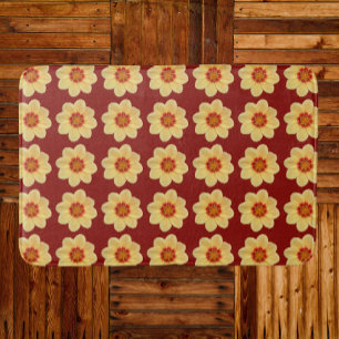 Tapete De Banheiro Padrão Floral de Dália Amarela sobre Vermelho Tijo
