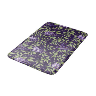 Tapete De Banheiro Padrão Floral de Folhas Verdes e Wisteria