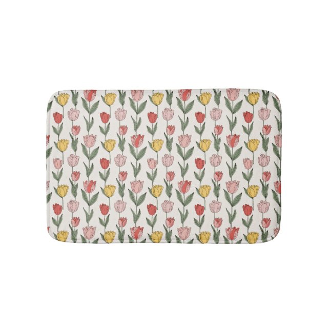 Tapete De Banheiro Padrão Floral de Tulipa Moderna Botânica Suave Pri (frente)