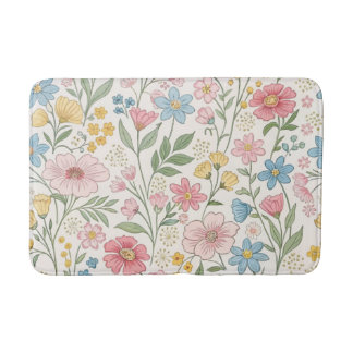 Tapete De Banheiro Padrão Floral de Verão com Flores Silvestres
