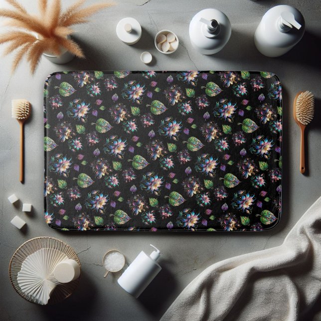 Tapete De Banheiro Padrão Floral De Vidro Chic Elegante (Criador carregado)