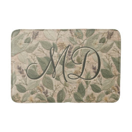 Tapete De Banheiro Padrão Floral Embroiderado Sage Rústico
