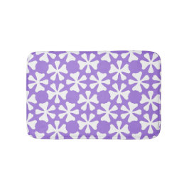 Tapete De Banheiro Padrão Floral Geométrico Moderno Roxo e Branco