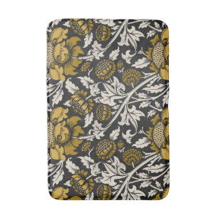 Tapete De Banheiro Padrão floral ornamentado com grandes flores doura
