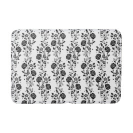 Tapete De Banheiro Padrão Floral Preto e Branco Elegante