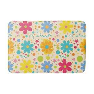 Tapete De Banheiro Padrão Floral Retro Colorido Vibrante Flor Margari