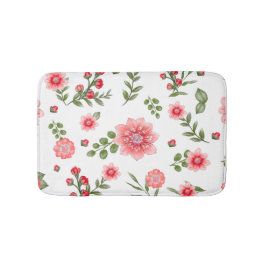 Tapete De Banheiro Padrão Floral Rosa Elegante