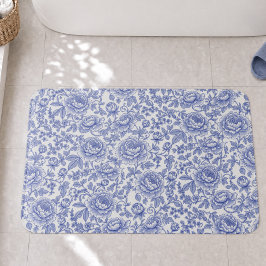Tapete De Banheiro Padrão Floral Toile Francês Azul