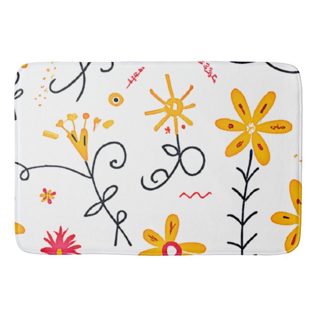 Tapete De Banheiro Padrão Floral Whimsical (Frente)