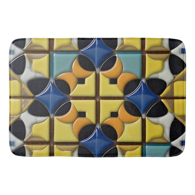 Tapete De Banheiro Padrão Geométrico Abstrato com Cores Vibrantes (Frente)
