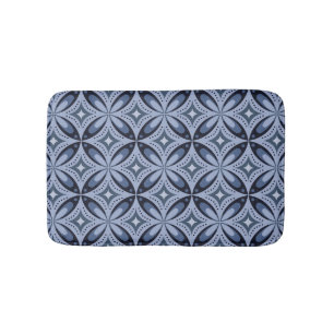 Tapete De Banheiro Padrão Geométrico Azul Estilo Retro