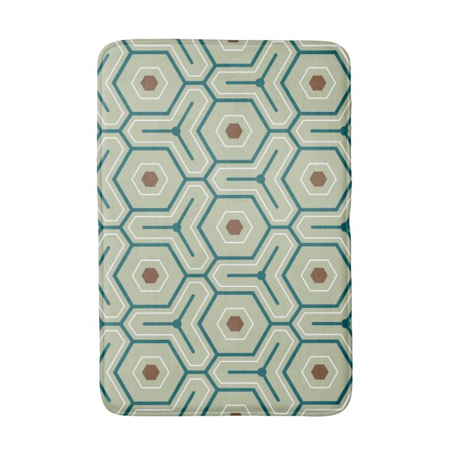 Tapete De Banheiro Padrão geométrico com hexágonos interligados (Frente Vertical)
