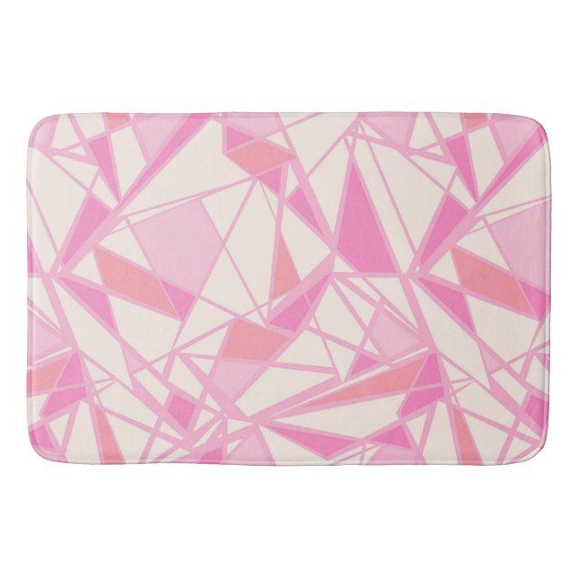 Tapete De Banheiro Padrão geométrico cor abstrata rosa  (Frente)