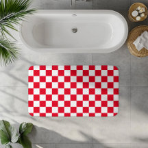 Padrão Geométrico Croata Xadrez Vermelho e Branco