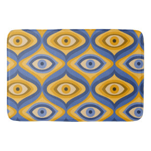 Tapete De Banheiro Padrão Geométrico de Deco de Arte Ocular Amarelo