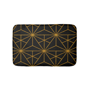 Tapete De Banheiro Padrão geométrico de deco de arte preta e dourada