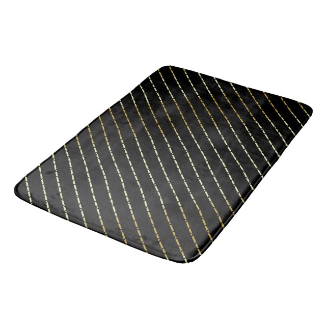Tapete De Banheiro Padrão Geométrico Dourado Elegante Em Preto (Angulado)