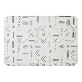 Tapete De Banheiro Padrão Geométrico Moderno, Gordo Branco Negro