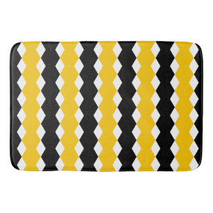 Tapete De Banheiro Padrão Geométrico Preto e Amarelo Funk Moderno