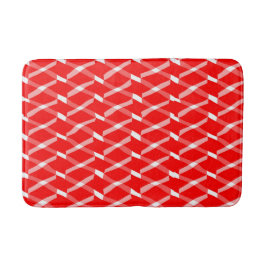 Tapete De Banheiro Padrão Geométrico Vermelho e Branco