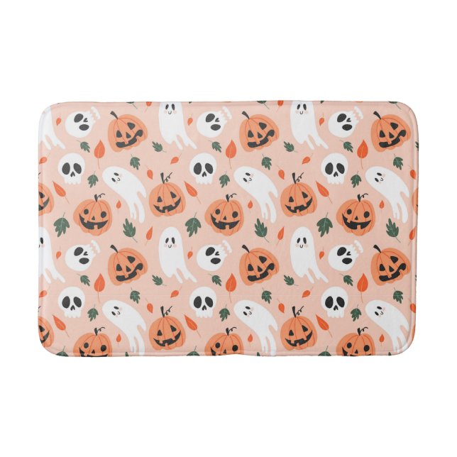 Tapete De Banheiro Padrão Ghost e Jack-O-Lanterna Bonito (Frente)