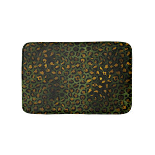 Tapete De Banheiro Padrão-Leopardo Amarelo Verde-Selva