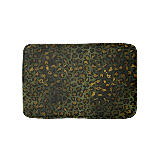 Tapete De Banheiro Padrão-Leopardo Amarelo Verde-Selva (frente)