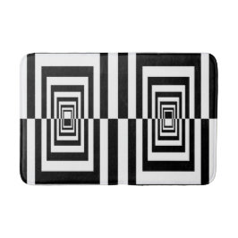 Tapete De Banheiro Padrão Minimalista Geométrico Preto e Branco